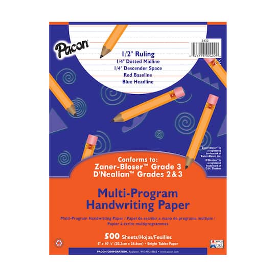 Pacon&#xAE; Multi-Program Handwriting Paper Sheets, 2 Packs of 500
